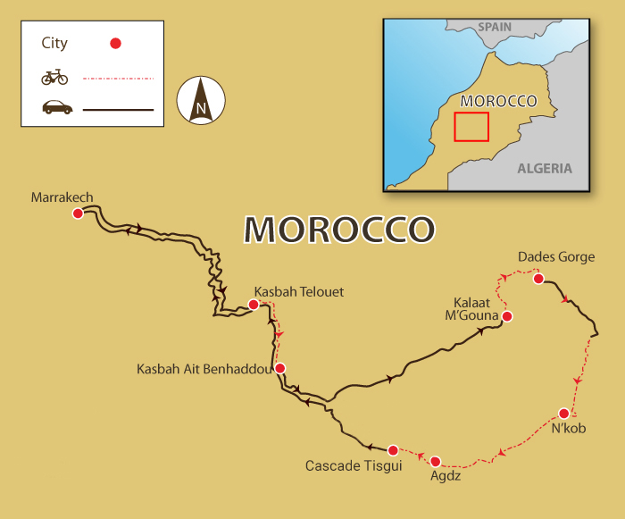 tourhub | SpiceRoads Cycling | Authentic Morocco by Bicycle | Tour Map